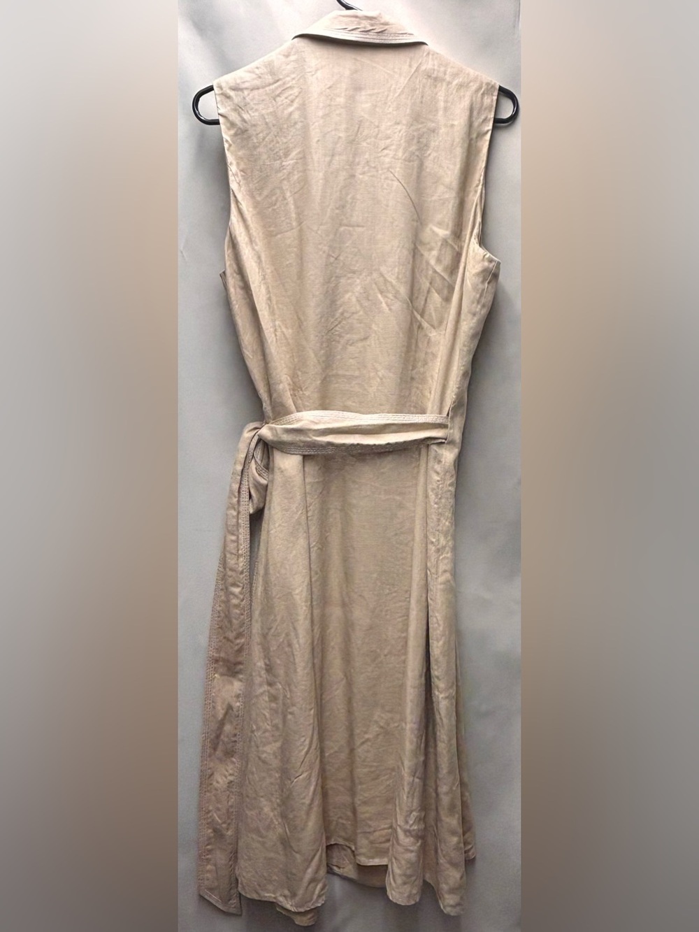 JONES NY SLEEVELESS LINEN A LINE WRAP DRESS SIZE 16 COLOR TAN - Picture 5 of 5